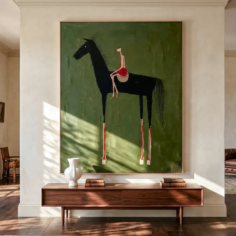 Textured Equestrian Whimsy | Green Steed