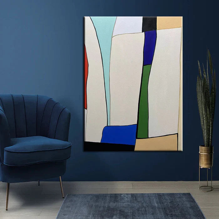 Kindness-Geometric Abstract Oil Painting - Modern Minimalist Wall Art for Home Decor