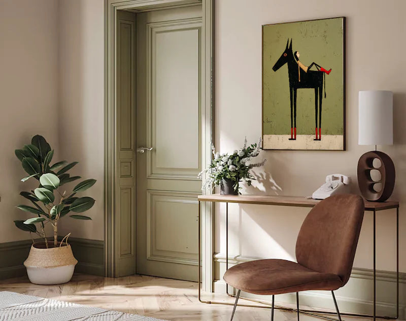 Textured Whimsical Equine | Reclining Rider
