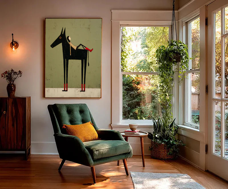 Textured Whimsical Equine | Reclining Rider