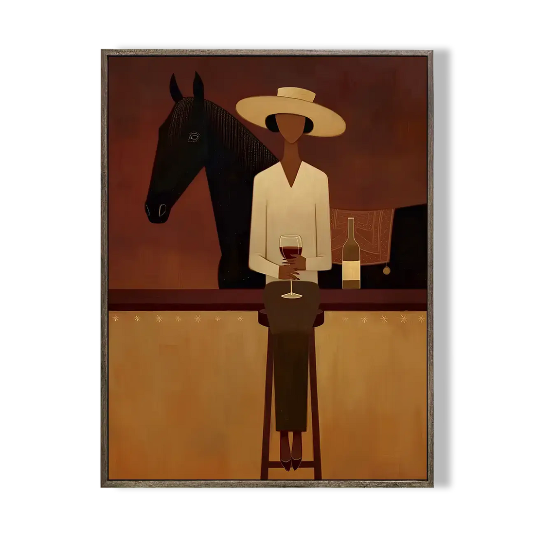 Woman and Black Horse Portrait