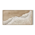 Framed artwork of a mountain landscape with a beige and white color scheme on a white background.