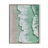 Framed artwork of a topographic map with green and white colors on a white background