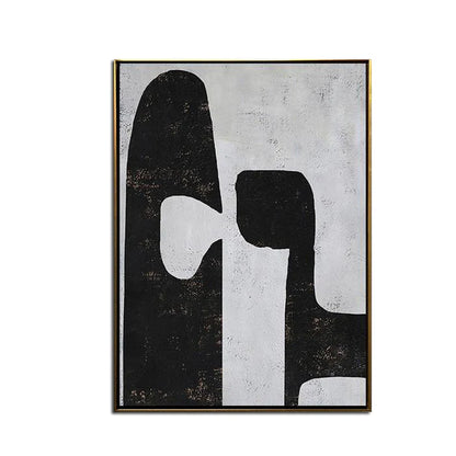 Contrast – Modern Abstract Black and White Oil Painting for Living Room