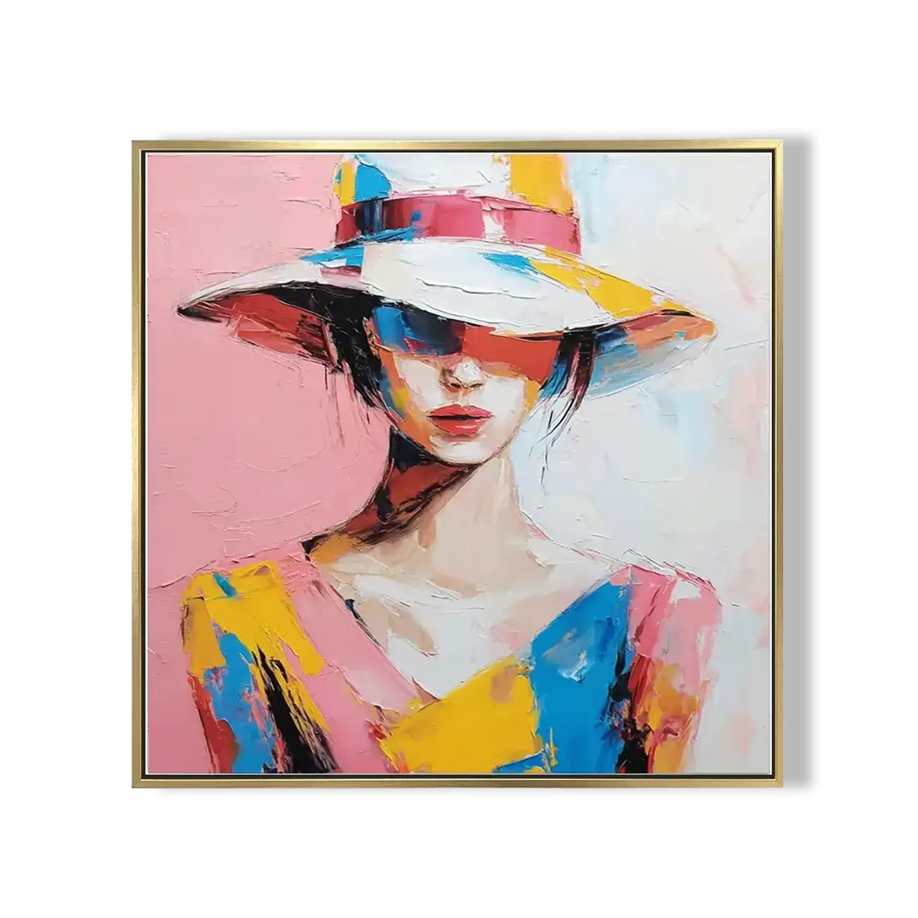 Colorful Lady in Summer Hat 