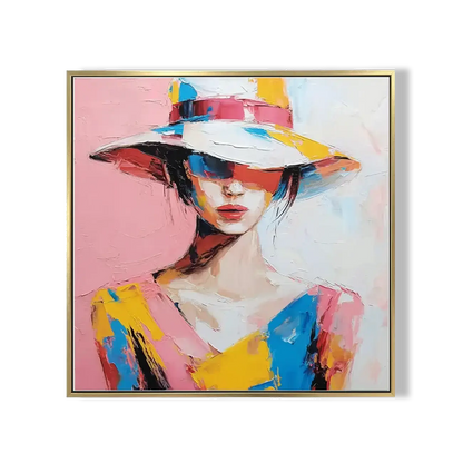 Colorful Lady in Summer Hat 