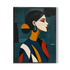Abstract art painting of a woman with geometric shapes on a textured background