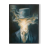 Framed artwork of a person in formal attire with a top hat made of smoke on a dark background