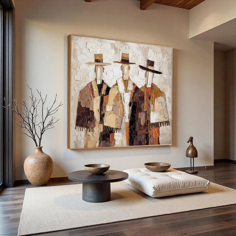 Textured Abstract Figure Art | Subtle Tones Flow