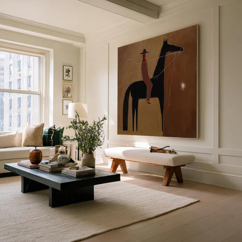 Stylized Equestrian Simplicity | Brown Rider