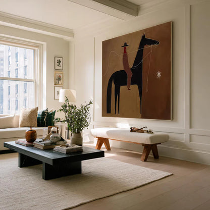 Stylized Equestrian Simplicity | Brown Rider