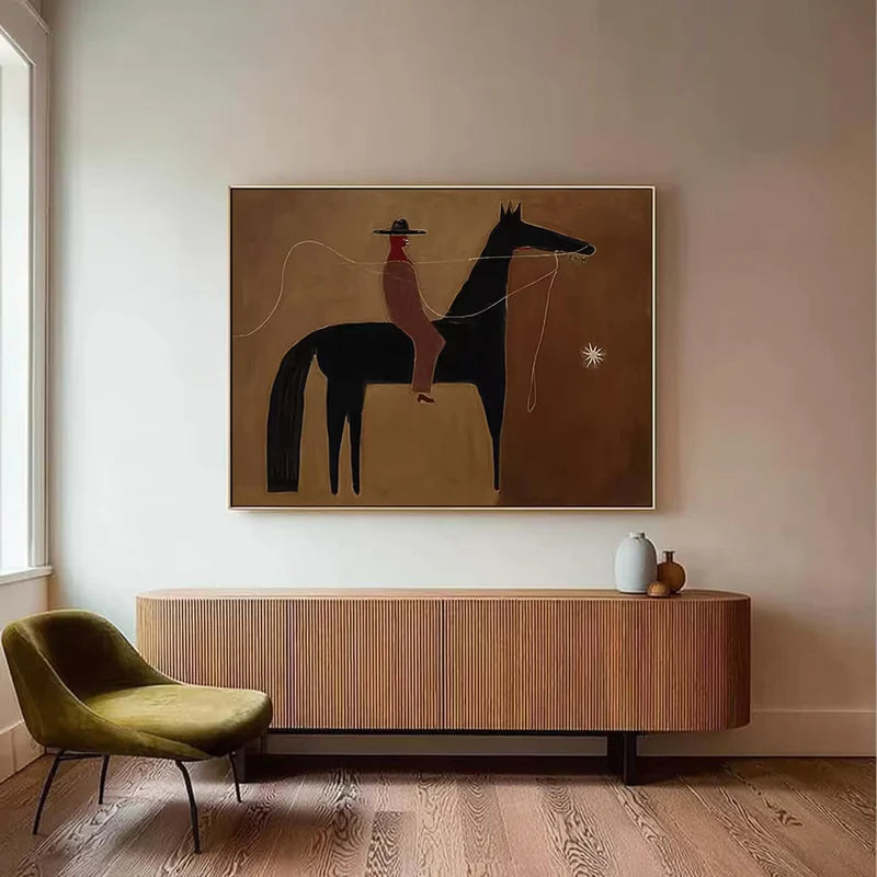 Stylized Equestrian Simplicity | Brown Rider