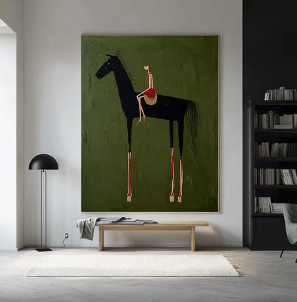 Textured Equestrian Whimsy | Green Steed