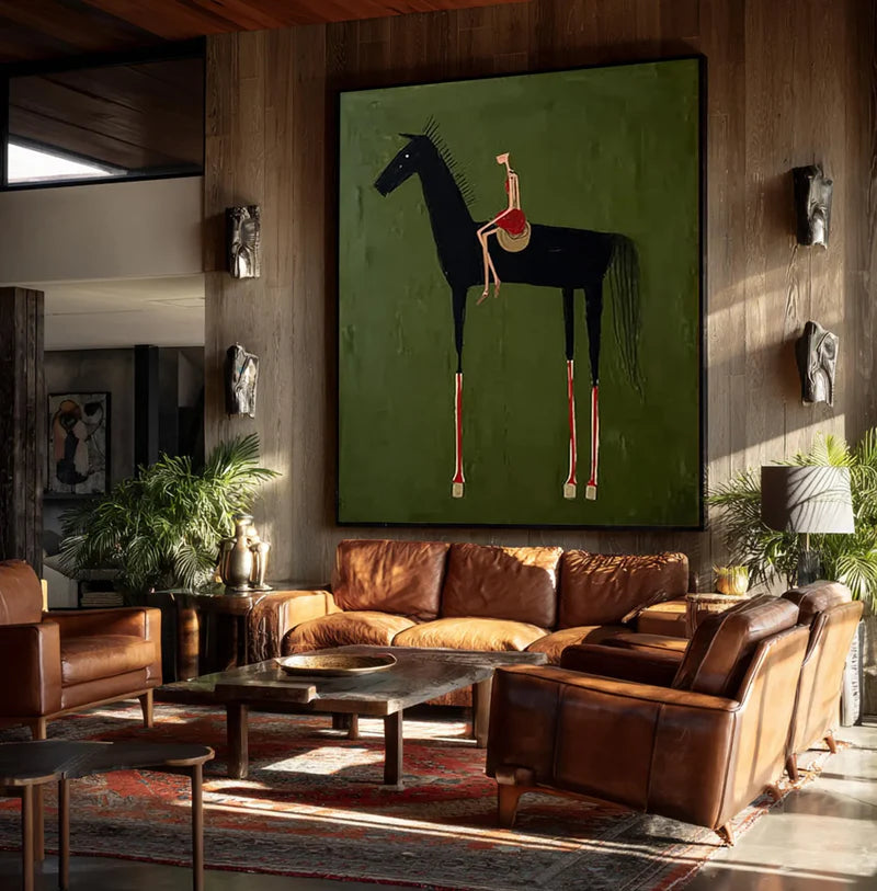 Textured Equestrian Whimsy | Green Steed