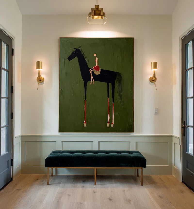 Textured Equestrian Whimsy | Green Steed