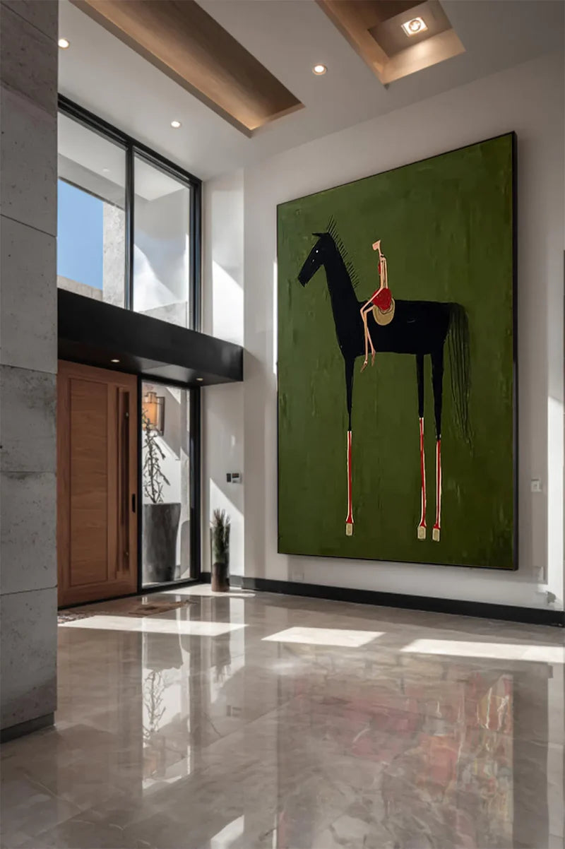 Textured Equestrian Whimsy | Green Steed