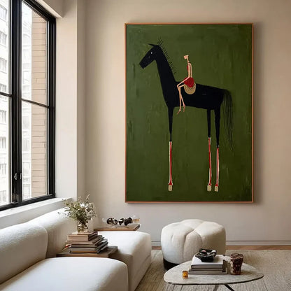 Textured Equestrian Whimsy | Green Steed
