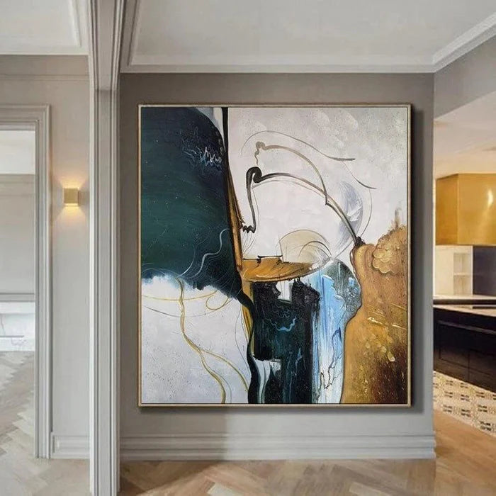 Remembering the Past-Modern Textured Abstract Oil Painting for Home Wall Decor